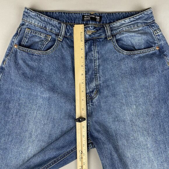 Pretty Little Thing Boyfriend Baggy Denim Jeans Women's US 10 Hi Rise Button Fly - Picture 9 of 16